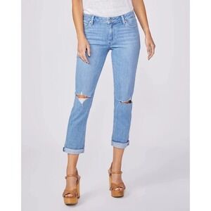 PAIGE Brigitte Boyfriend Jeans in Ratatouille Destructed Light Wash Denim 30 EUC